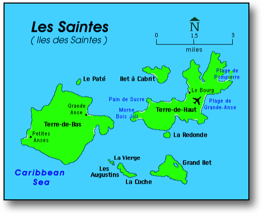 Map, Les Saintes, Iles des Saintes, Guadeloupe, hotels, reservations