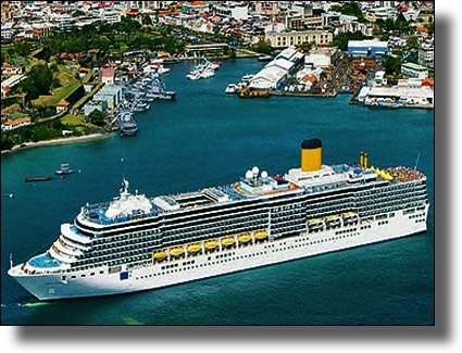 Cruise ship, sailing ship, curise line, Martinique, French West Indies, French Caribbean International