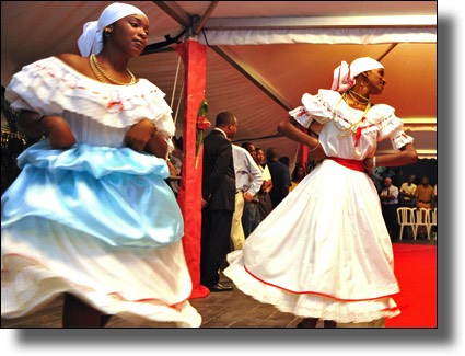 Folkoric costumes, dancers, Martinique, French West Indies, French Caribbean International